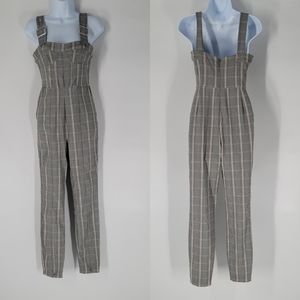We Wore What NEW Corset Overalls Plaid Grey Jumpsuit Size S